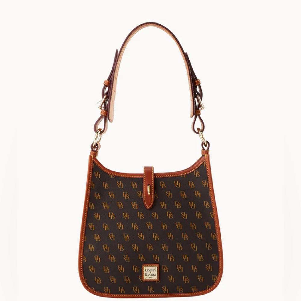 Dooney & Bourke Monogrammed Brown Gretta Messenger Shoulder Bag